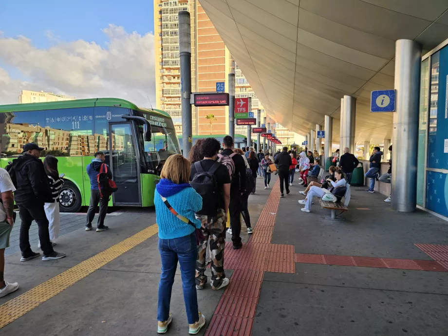 Autobusų eilė į TFS oro uostą