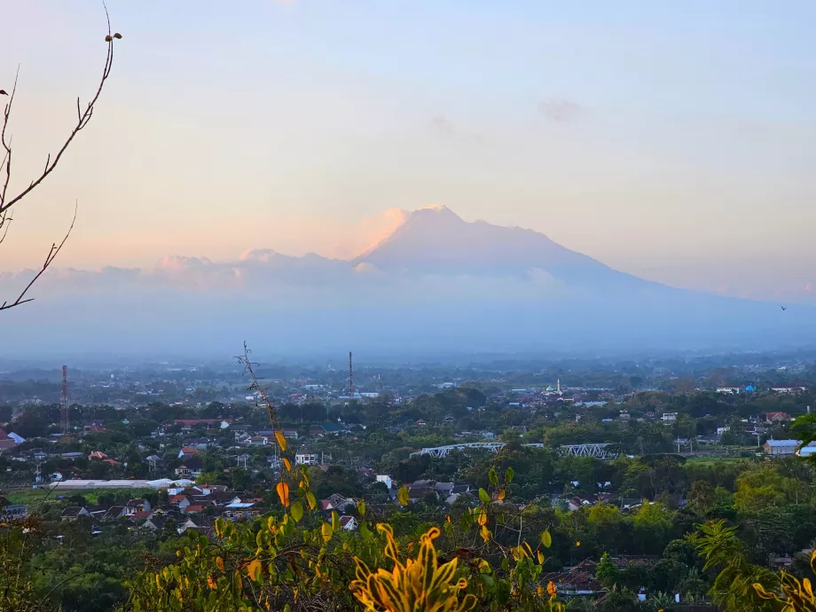 Ratu Boko, view of Merapi volcano