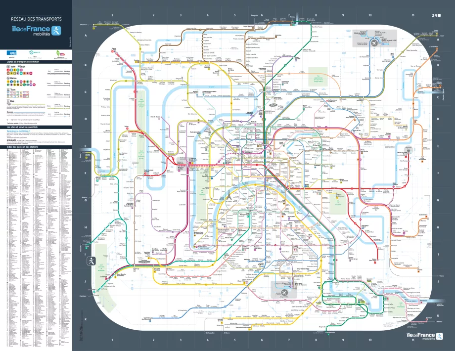 RER, Transilien, metro žemėlapis